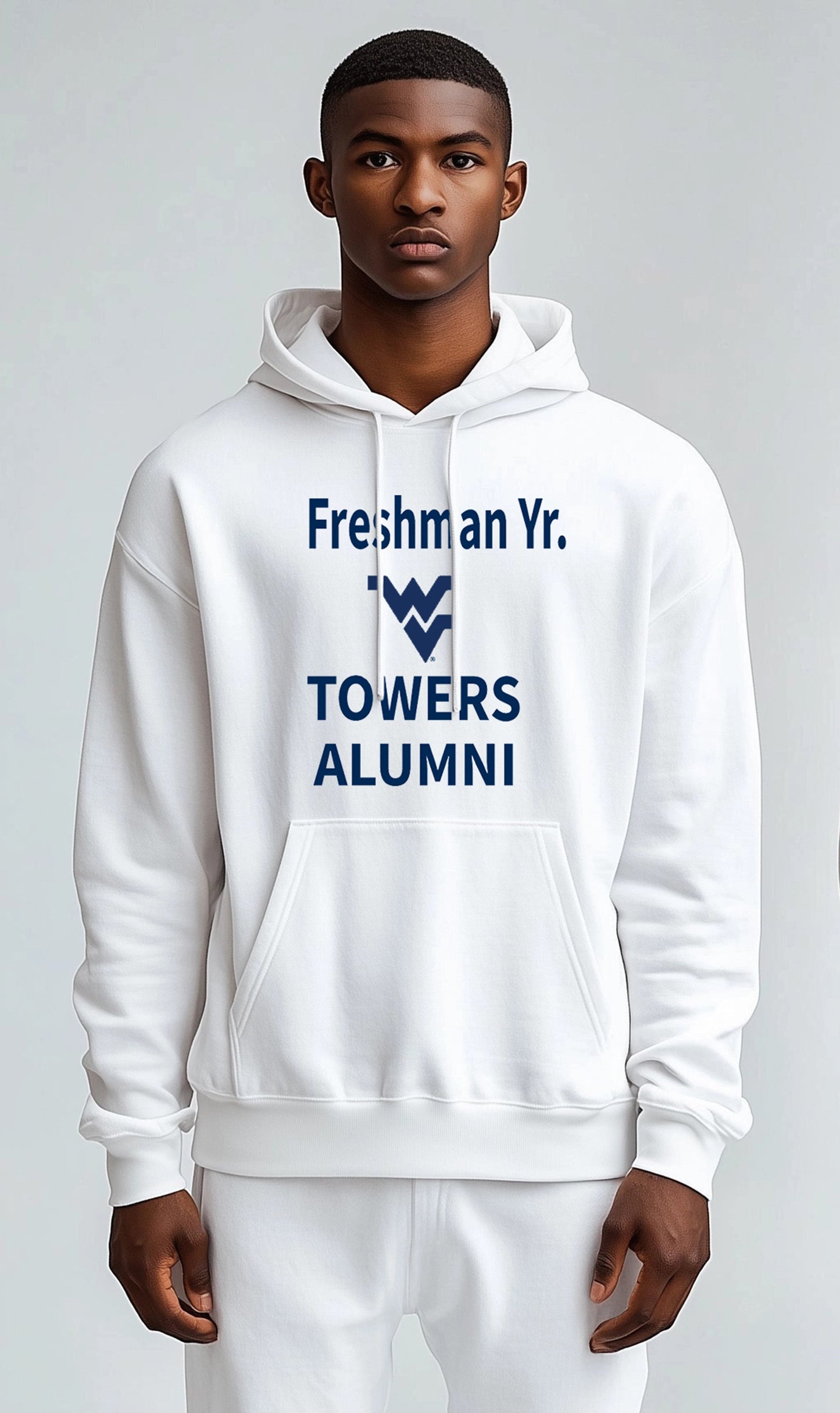 Freshman Yr. Towers Alumni Hoodie – White (Men’s Fall/Winter Collection) - Sassy Foot Fashion