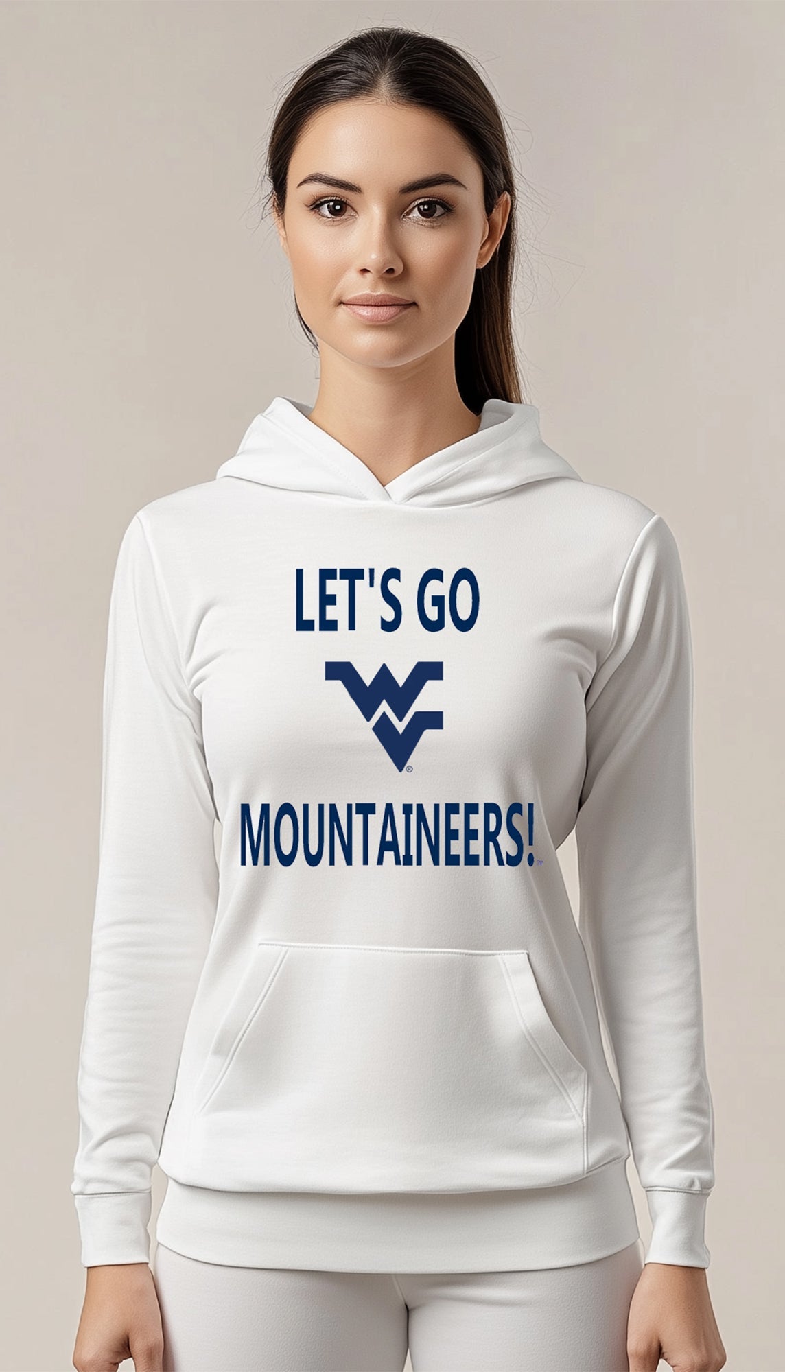 Let’s Go Mountaineers! Hoodie – White (Women’s Fall/Winter Collection) - Sassy Foot Fashion
