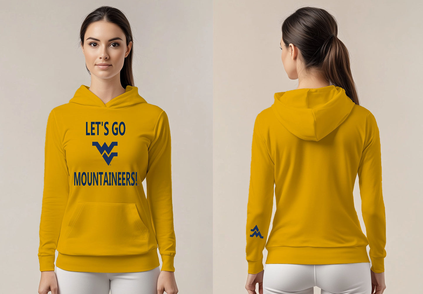 Let’s Go Mountaineers! Hoodie – Gold (Women’s Fall/Winter Collection) - Sassy Foot Fashion