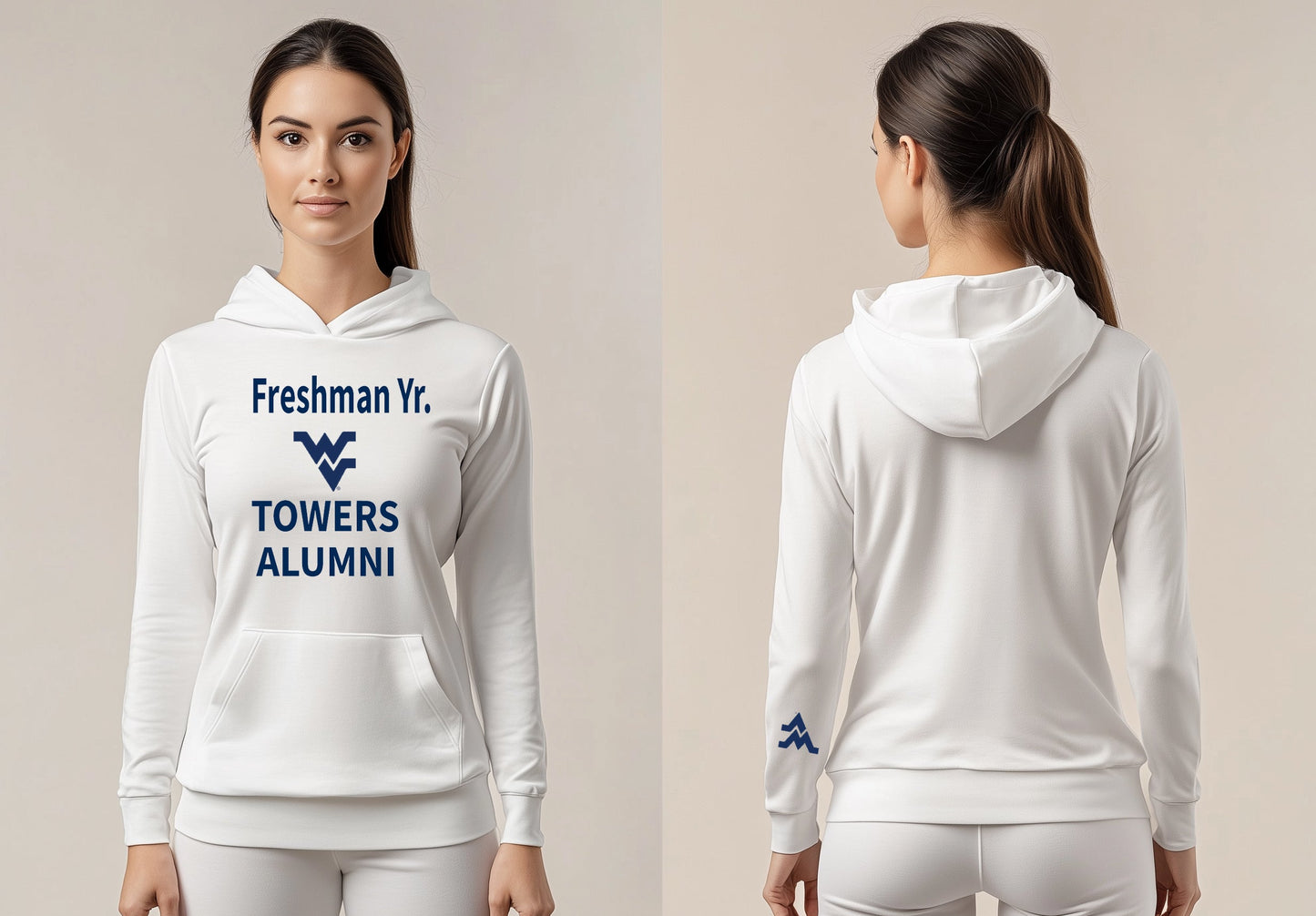 Freshman Yr. Towers Alumni Hoodie – White (Women’s Fall/Winter Collection) - Sassy Foot Fashion