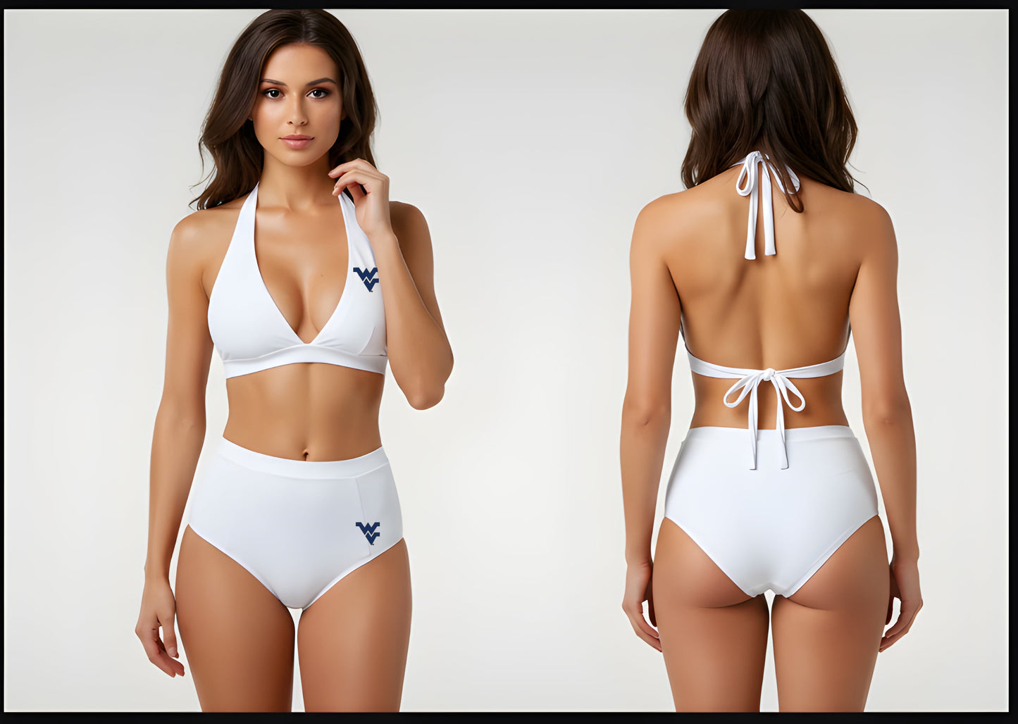 Women's Mountaineer "Retro" Swimwear (Two-Piece) (White) - Sassy Foot Fashion