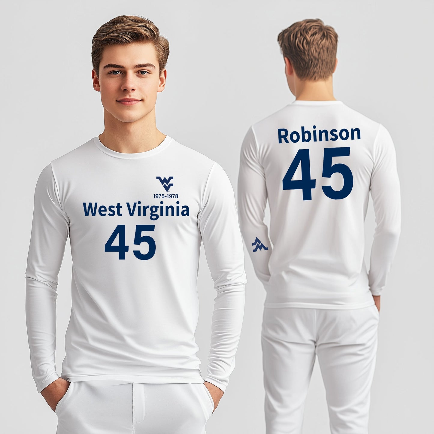 "Mo" Robinson Long Sleeve T-Shirt – White (Men’s Fall/Winter Collection) - Sassy Foot Fashion