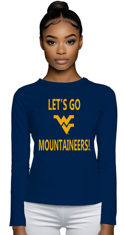 Let’s Go Mountaineers! Long Sleeve T-Shirt – Blue (Women’s Fall/Winter Collection) - Sassy Foot Fashion