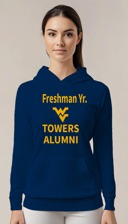 Freshman Yr. Towers Alumni Hoodie – White (Women’s Fall/Winter Collection) - Sassy Foot Fashion