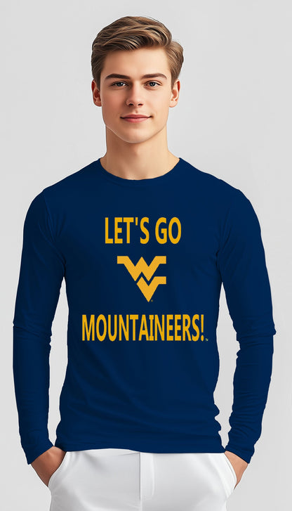 Let’s Go Mountaineers! Long Sleeve T-Shirt – Blue (Men’s Fall/Winter Collection) - Sassy Foot Fashion