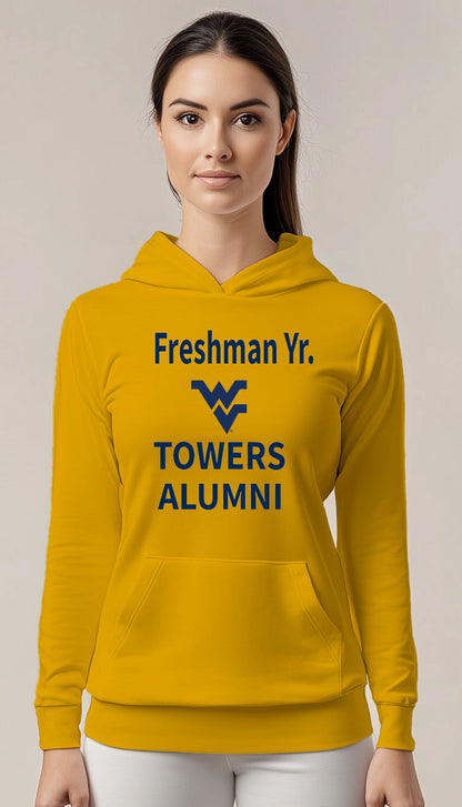 Freshman Yr. Towers Alumni Hoodie – White (Women’s Fall/Winter Collection) - Sassy Foot Fashion