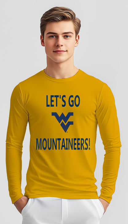 Let’s Go Mountaineers! Long Sleeve T-Shirt – Gold (Men’s Fall/Winter Collection) - Sassy Foot Fashion