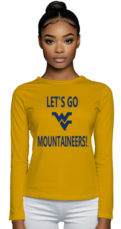 Let’s Go Mountaineers! Long Sleeve T-Shirt – Gold (Women’s Fall/Winter Collection) - Sassy Foot Fashion