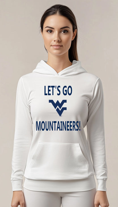 Let’s Go Mountaineers! Hoodie – White (Women’s Fall/Winter Collection) - Sassy Foot Fashion