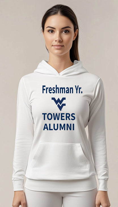 Freshman Yr. Towers Alumni Hoodie – White (Women’s Fall/Winter Collection) - Sassy Foot Fashion