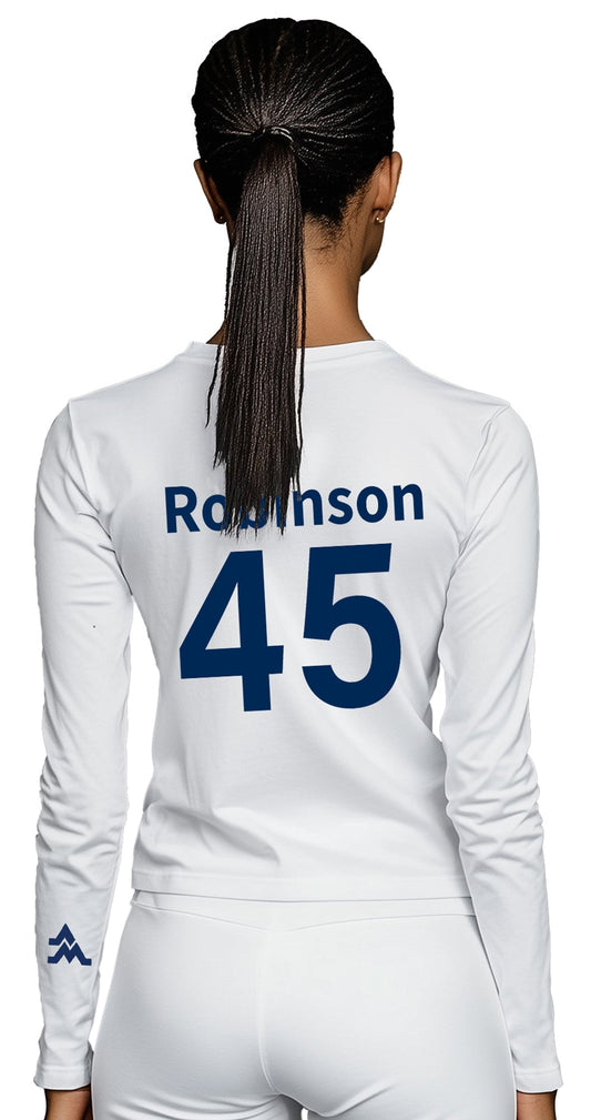 "Mo" Robinson Long Sleeve T-Shirt – White (Women’s Fall/Winter Collection) - Sassy Foot Fashion