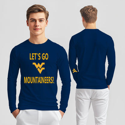 Let’s Go Mountaineers! Long Sleeve T-Shirt – Blue (Men’s Fall/Winter Collection) - Sassy Foot Fashion
