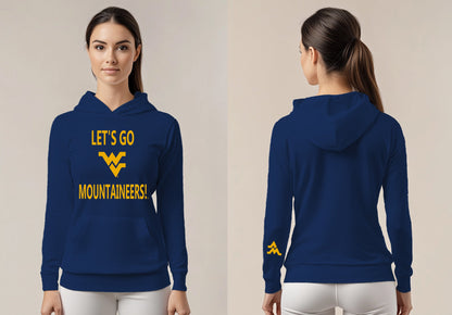 Let’s Go Mountaineers! Hoodie – Blue (Women’s Fall/Winter Collection) - Sassy Foot Fashion