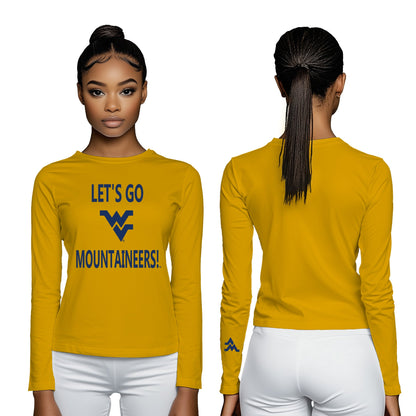 Let’s Go Mountaineers! Long Sleeve T-Shirt – Gold (Women’s Fall/Winter Collection) - Sassy Foot Fashion