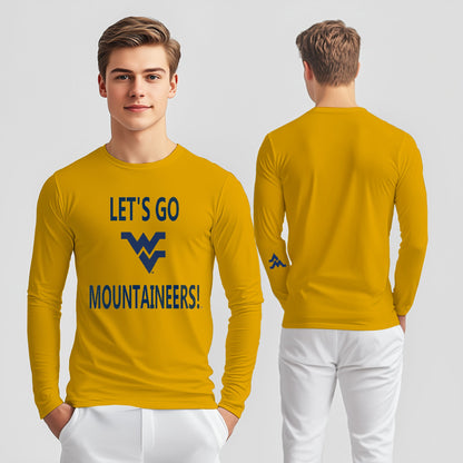 Let’s Go Mountaineers! Long Sleeve T-Shirt – Gold (Men’s Fall/Winter Collection) - Sassy Foot Fashion