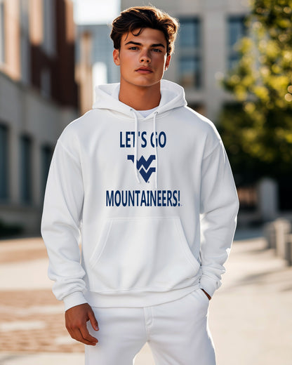 Let’s Go Mountaineers! Hoodie – White (Men’s Fall/Winter Collection) - Sassy Foot Fashion