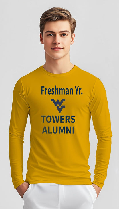 Freshman Yr. Alumni Towers Long Sleeve T-Shirt – Gold (Men’s Fall/Winter Collection) - Sassy Foot Fashion