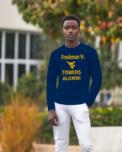 Freshman Yr. Alumni Towers Long Sleeve T-Shirt – Blue (Men’s Fall/Winter Collection) - Sassy Foot Fashion