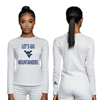 Let’s Go Mountaineers! Long Sleeve T-Shirt – White (Women’s Fall/Winter Collection) - Sassy Foot Fashion