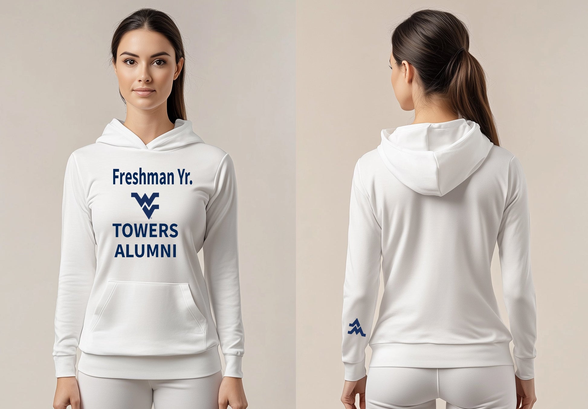 Freshman Yr. Towers Alumni Hoodie – White (Women’s Fall/Winter Collection) - Sassy Foot Fashion