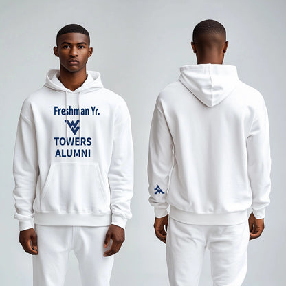 Freshman Yr. Towers Alumni Hoodie – White (Men’s Fall/Winter Collection) - Sassy Foot Fashion